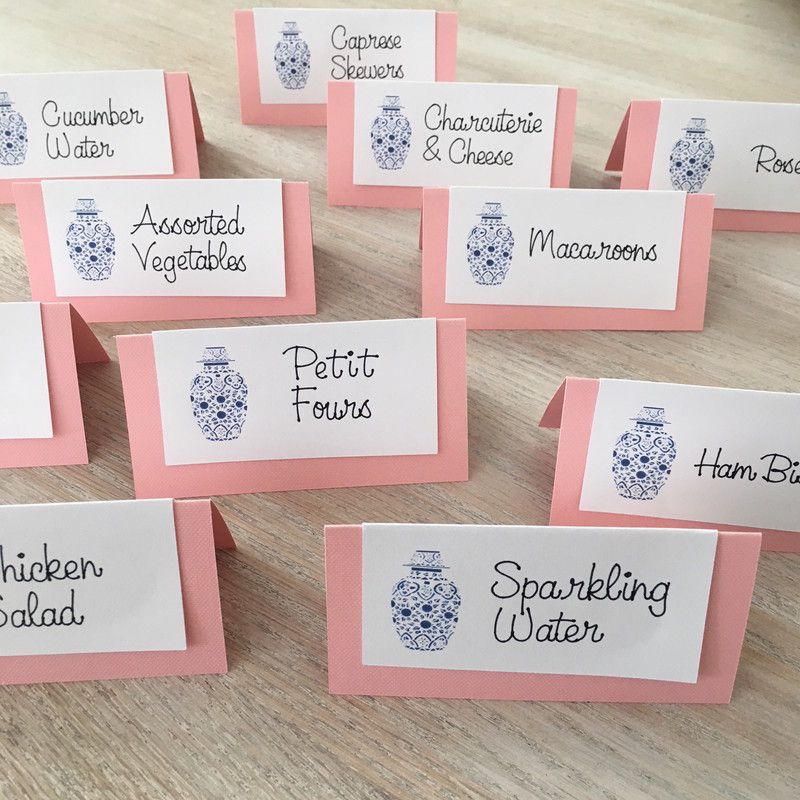 ginger jar food place cards for a bridal shower using your cricut food placecards