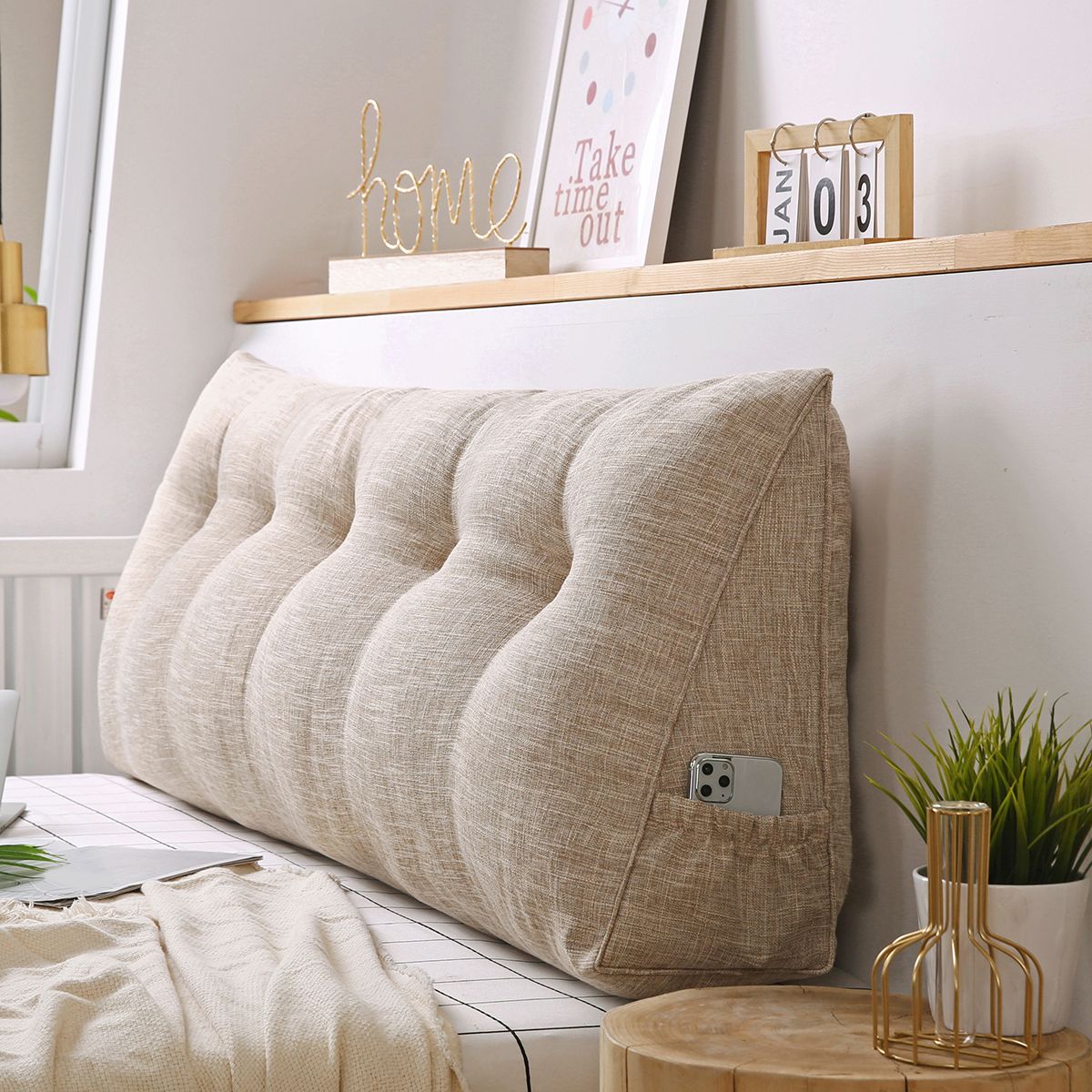 Wedge Pillow Backrest Positioning Support Bolster Soft Headboard College Dorm Pillow Funiture Triangular Reading Cushion