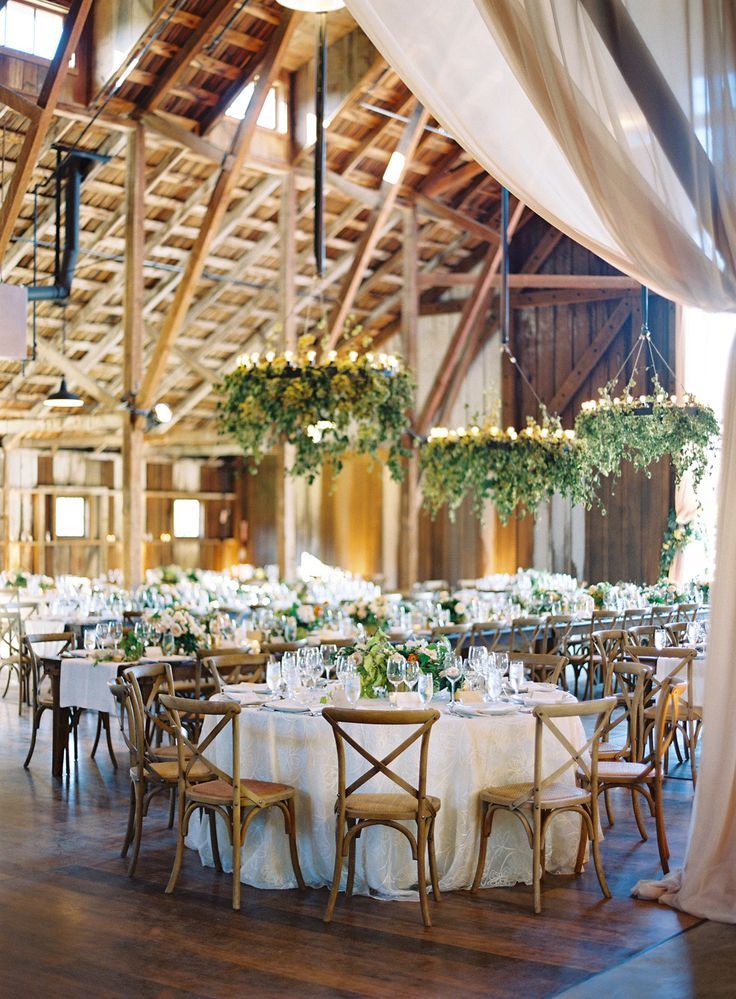 Elegant Carmel Wedding With Photography By Jose Villa Ii Elegant Barn Wedding Reception Mixed Round Long Farm Tables Stunning Fl