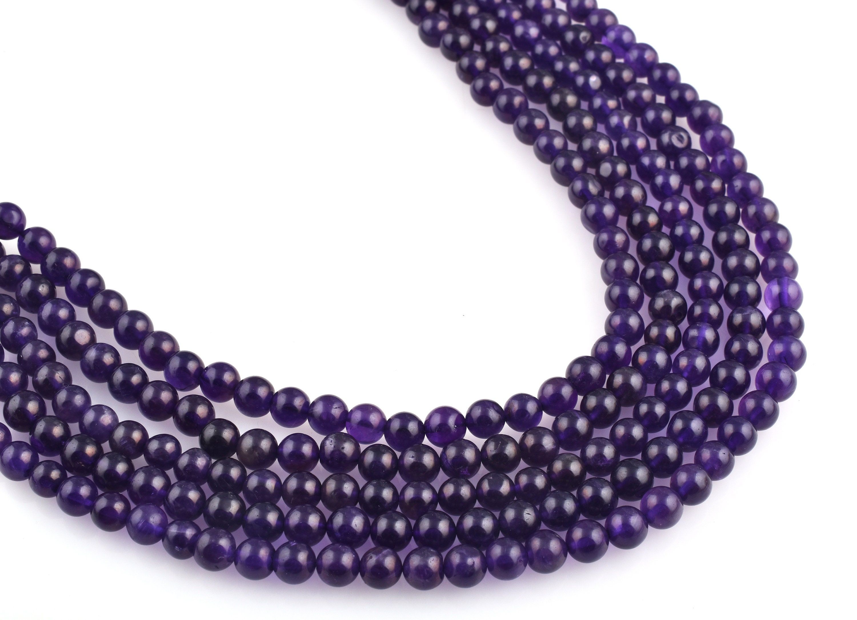 13 INCH Strand Round Smooth Beads For Jewelry Making Natural Amethyst Semi Precious Stone Beads