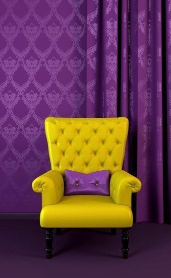 the combination of purple and yellow color in the interior designthe combination of purple and yellow color in the interior