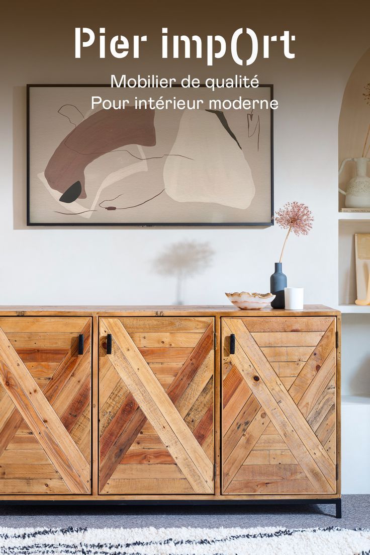 Buffet industriel bois recyclé et métal 3 portes 150 cm Calgary, Pier Import, Storage Chest, Entryway Tables, Buffets, Cabinet, Furniture, Home Decor, Unique