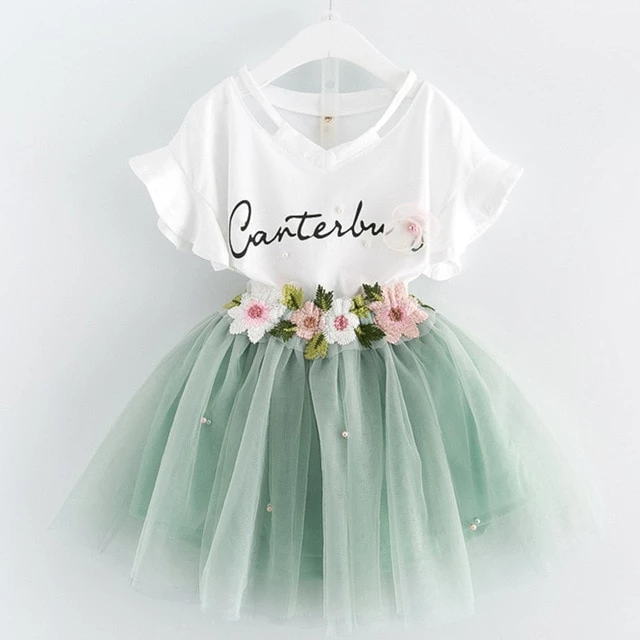 Toddler Girls Clothes T-shirt+Skirt 2pcs Kids Clothes Sport Suit Tracksuit For Girls Clothing Sets
