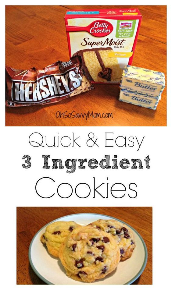 I love how Quick and Easy these 3 Ingredient Chocolate Chip Cookies Rec
