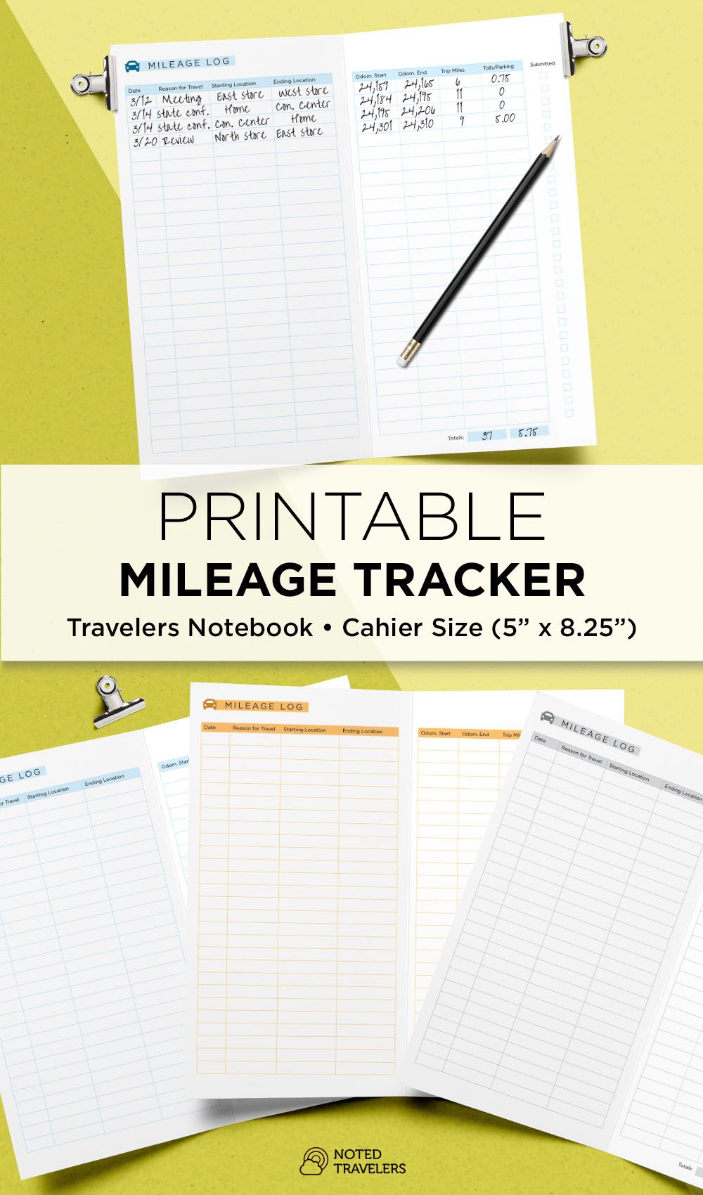 mileage tracker cahier travelers notebook notebook insert