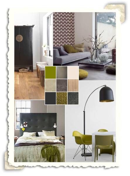 Interieur idee met de kleuren grijs en oud groen. | algemeen | Pinterest Interieur idee met de kleuren grijs en oud groen. | algemeen | Pinterest
