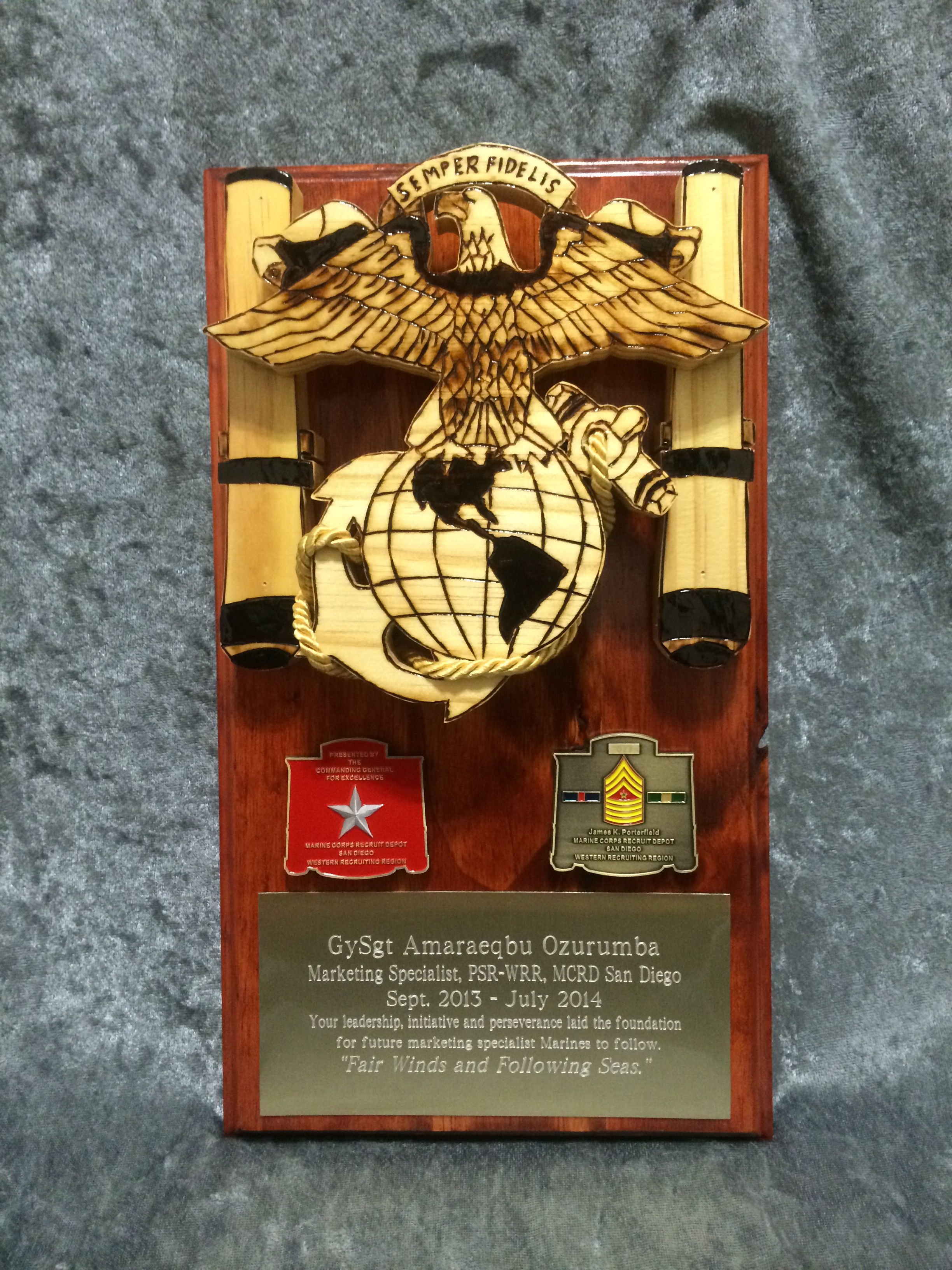 usmc plaque questions on design or price contact lunawood1775 gmail usmc 3521