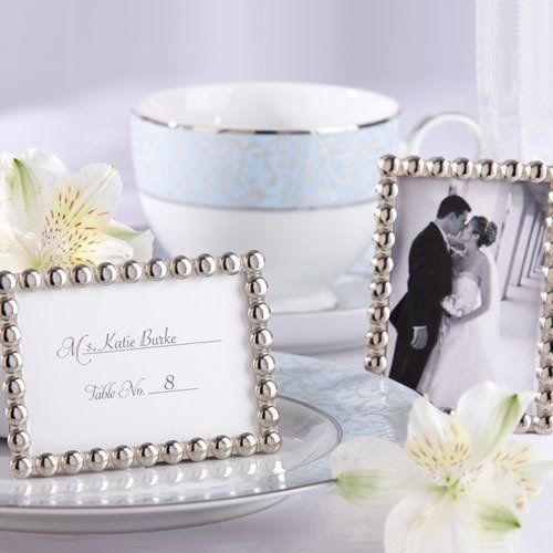 Silver Beads Mini Photo Frame Place Card Holders Wedding