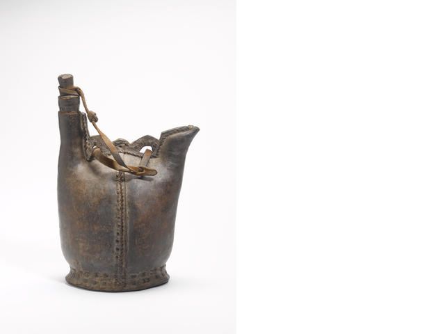 A Turkish Leather Matara Water Flask 16th Century 43 Cm High Leather Ottoman Matara Water Flask