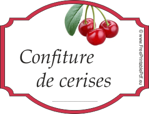 Étiquette Pour Confiture De Cerises | Gratuit Pdf Imprimable | Etiquette Confiture, Étiquettes De Pot, Confiture De Cerises