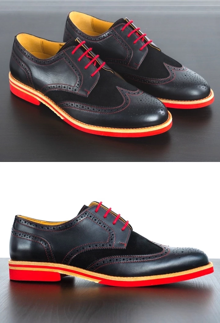 blue and black men's dress shoes