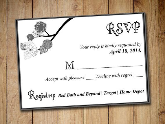 Wedding Response Card Template RSVP - Wedding Invitation Insert