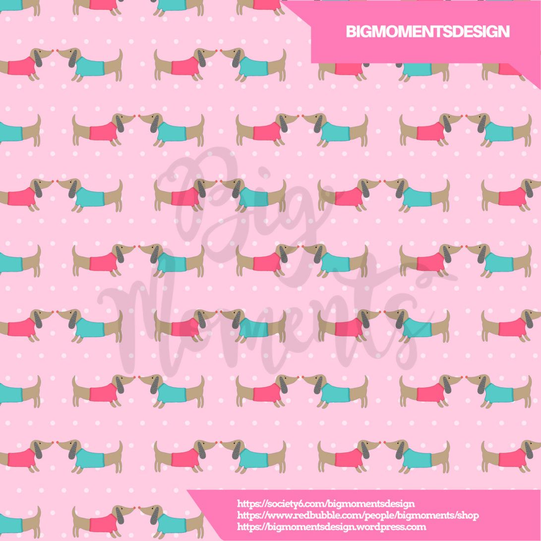 'Cute dogs in love with dots in pink background' now available in my redbubble, society6 store. Check out my link in profile #graphicdesign #redbubblecreate #redbubble #pandapattern #surfacedesign #patterndesign #patternobserver #printandpattern #surfacepattern #society6artist #society6 #society6art #dogpattern #dachshund #dachshundpattern #zazzle Dachshund Pattern, Dog Pattern, Pattern Design, Surface Pattern, Surface Design, Society6 Art, Pink Background, Dog Love, Cute Dogs