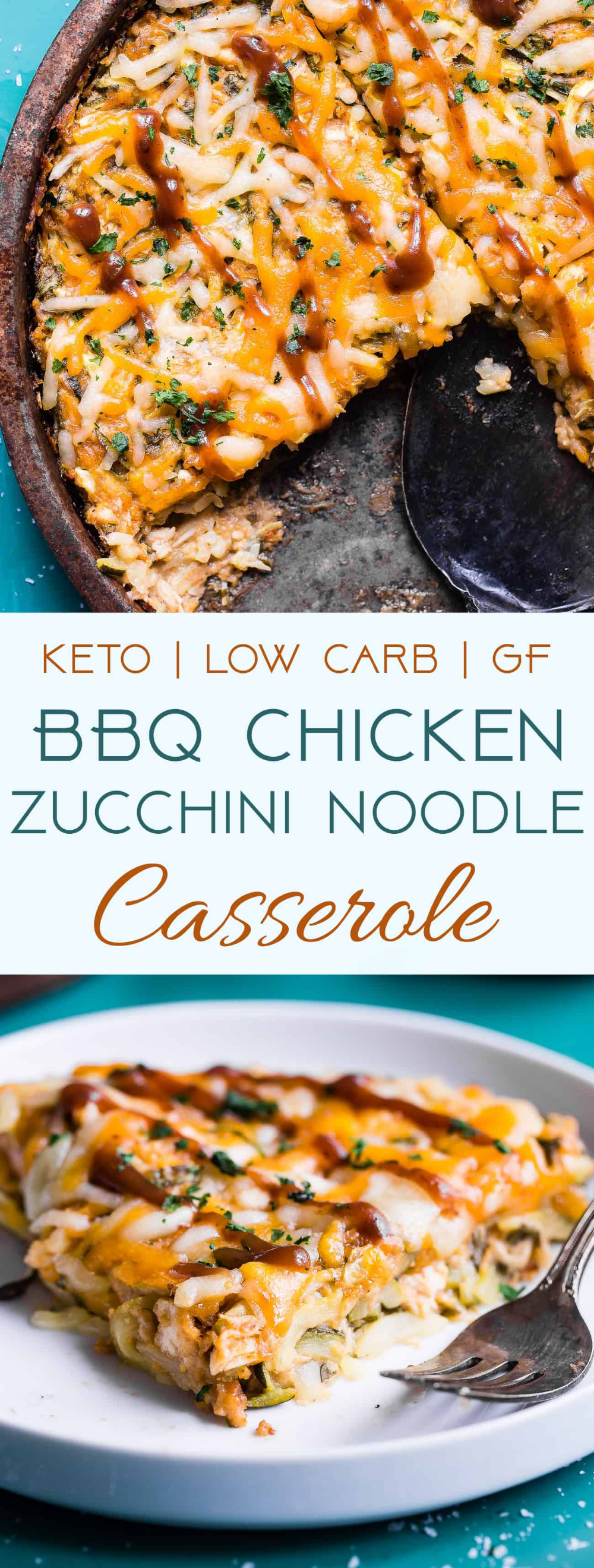 BBQ Chicken Zoodle Casserole | Food Faith Fitness - Keto BBQ Chicken Zucchini Noodle Casserole – Th...