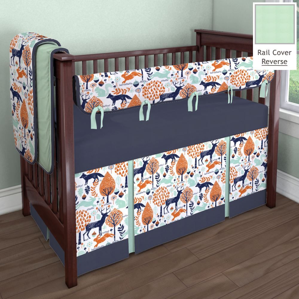 Navy And Orange Woodland Animal Nursery Idea Customizable Crib Navy And Orange Woodland Animal Nursery