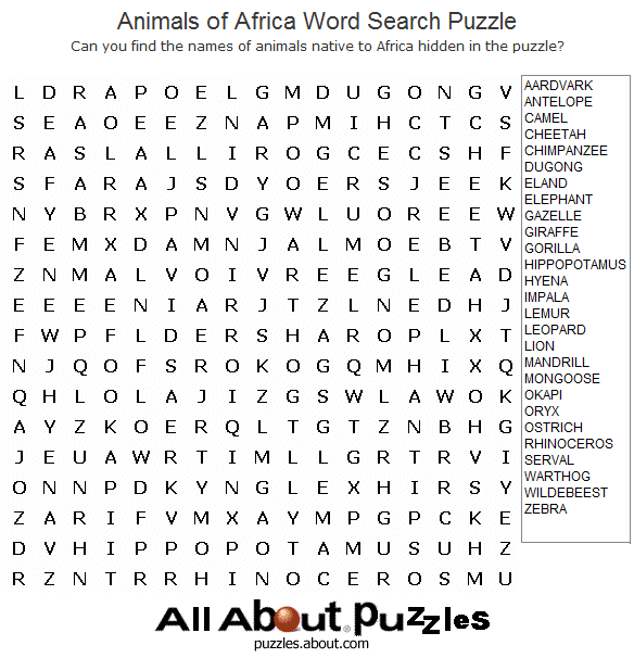 In which in direction of Locate Free of charge Crossword Puzzles On the web Term Glance photo regarding Animal Word Searches Printable known as The place in the direction of Locate Absolutely free Crossword Puzzles On the net Term Seem