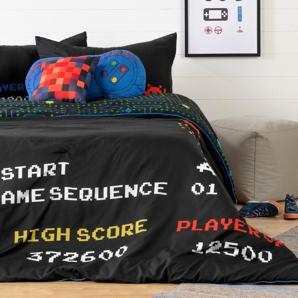 VIDEOGAME CONSOLE TEENS BOYS REVERSIBLE COMFORTER SET AND SHEET SET 8 PCS QUEEN VIDEOGAME CONSOLE TEENS BOYS REVERSIBLE COMFORTER SET AND SHEET SET 8 PCS QUEEN