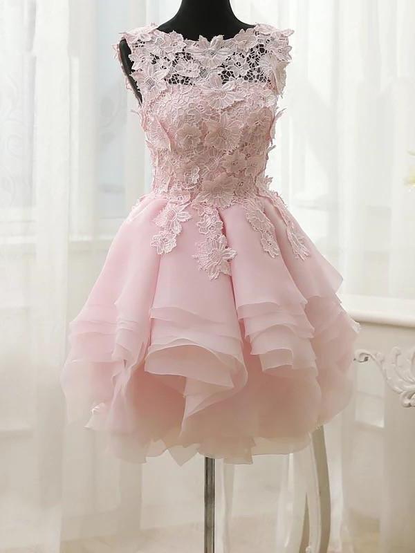 Pink Short Formal Floral Dress