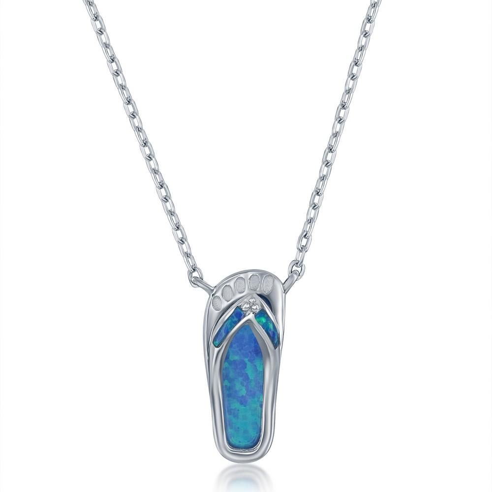 STERLING SILVER FLIP FLOP CHARM WITH BLUE OPAL INLAY STERLING SILVER FLIP FLOP CHARM WITH BLUE OPAL INLAY