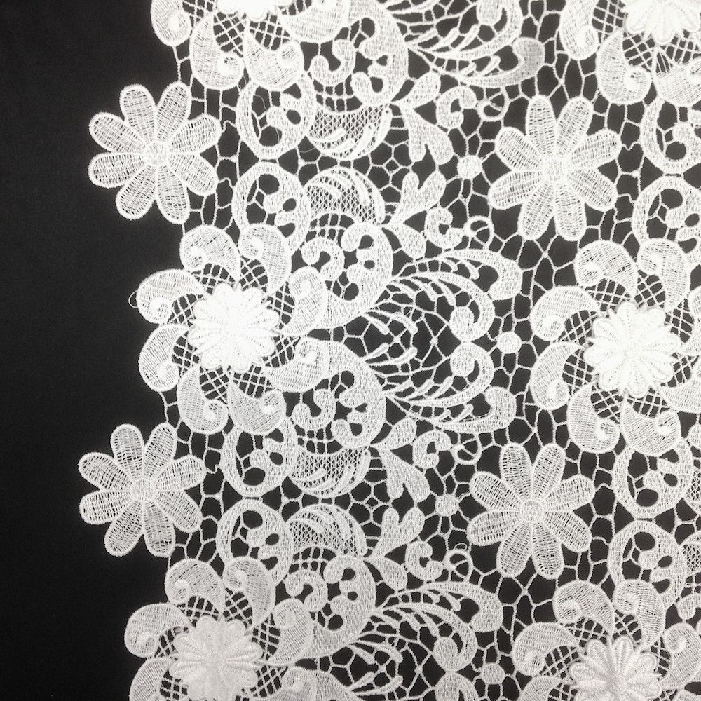 White Blossom Floral Guipure Fabric French Lace Embroidery 52 wide