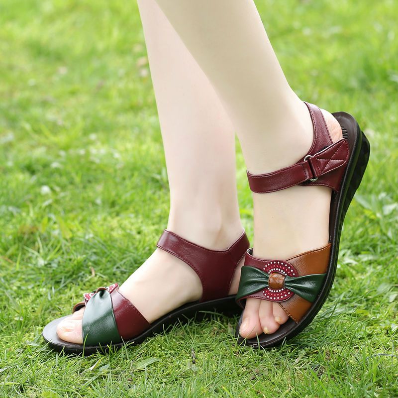 Midas Zzpohe 2017 Summer New Fashion Woman Sandals Mother Large Size Flat Leather Sandals Slip Com Womens Sandals Womens Gladiator Sandals Leather Sandals Flat