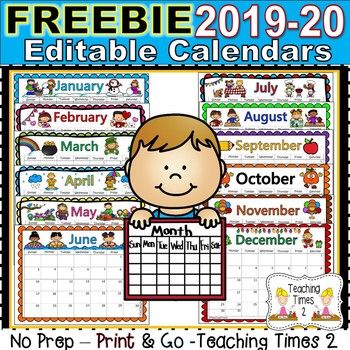 2019 2020 Super Cute Editable Calendars For You To Just Type In What You Would Like The Dates Are Editable Calendar Preschool Calendar Kindergarten Calendar november 2021 kindergarten calendar