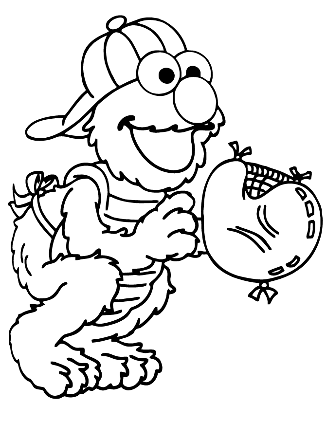 Elmo Into A Baseball Catcher