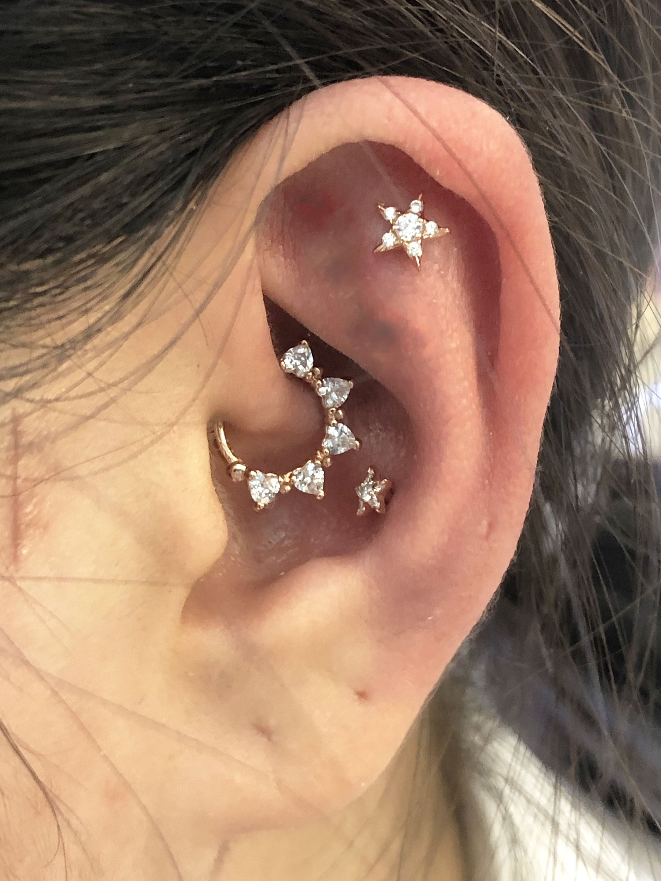Heart CZ CLICKER Hoop Daith Earring Cartilage Piercing Etsy Heart CZ CLICKER Hoop Daith Earring Cartilage Piercing Etsy