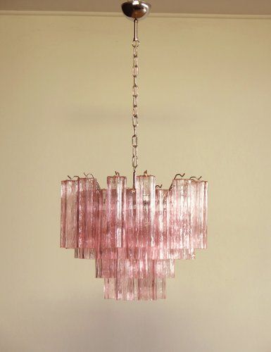 Crystal Chandelier with Large Black Shade & Pink Crystal Stars Crystal Chandelier with Large Black Shade & Pink Crystal Stars