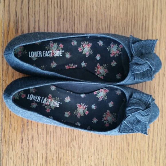 denim bow shoes