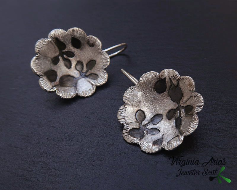 Flower handmade jewellery Gift idea Silver floral necklace Silver dots chain Filigree Sterling Silver 925 flower necklace Gift for her