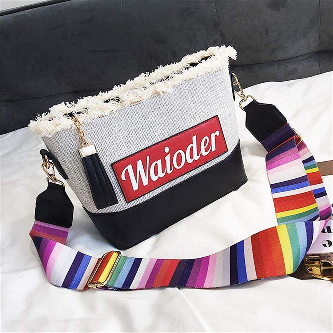 Blanc Tote BagLarge Capacit/é Sac /à bandouli/ère Sac en Toile Big Bag