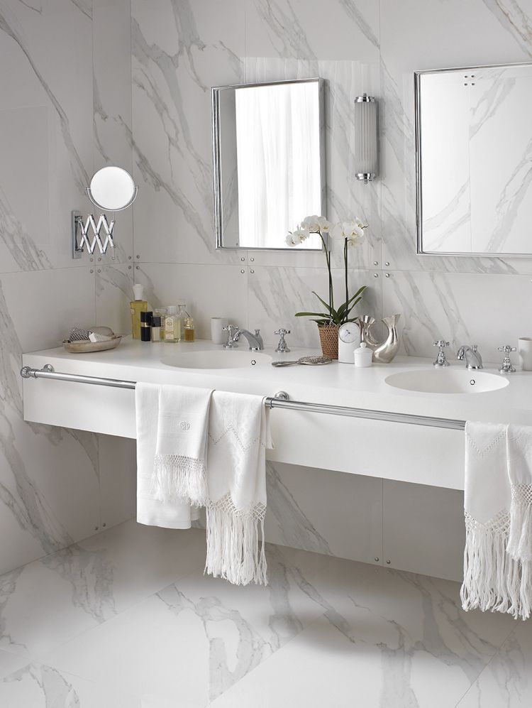 Badezimmer Gestaltungsideen, design handwaschbecken badezimmer weiss marmor doppelwaschtisch, Design ideen