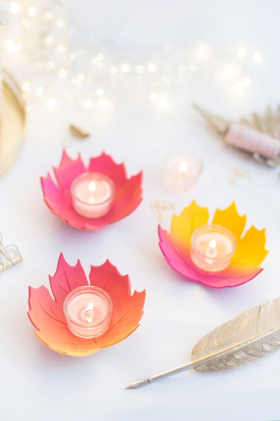 DIY: Herbstblatt-Windlicht aus FIMO
