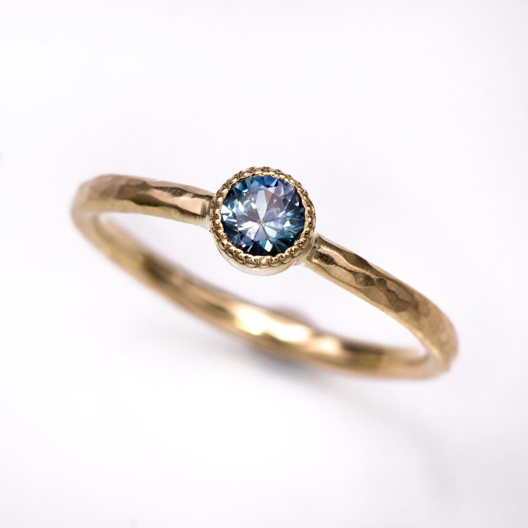 Teal Blue Montana Sapphire Half Bezel Diamond Micro Pave Engagement Ring In 2020 Montana Sapphire Engagement Ring Montana Sapphire Engagement Rings Sapphire