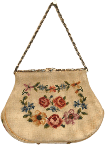 Vintage Yellow Needlepoint Purse Handbag
