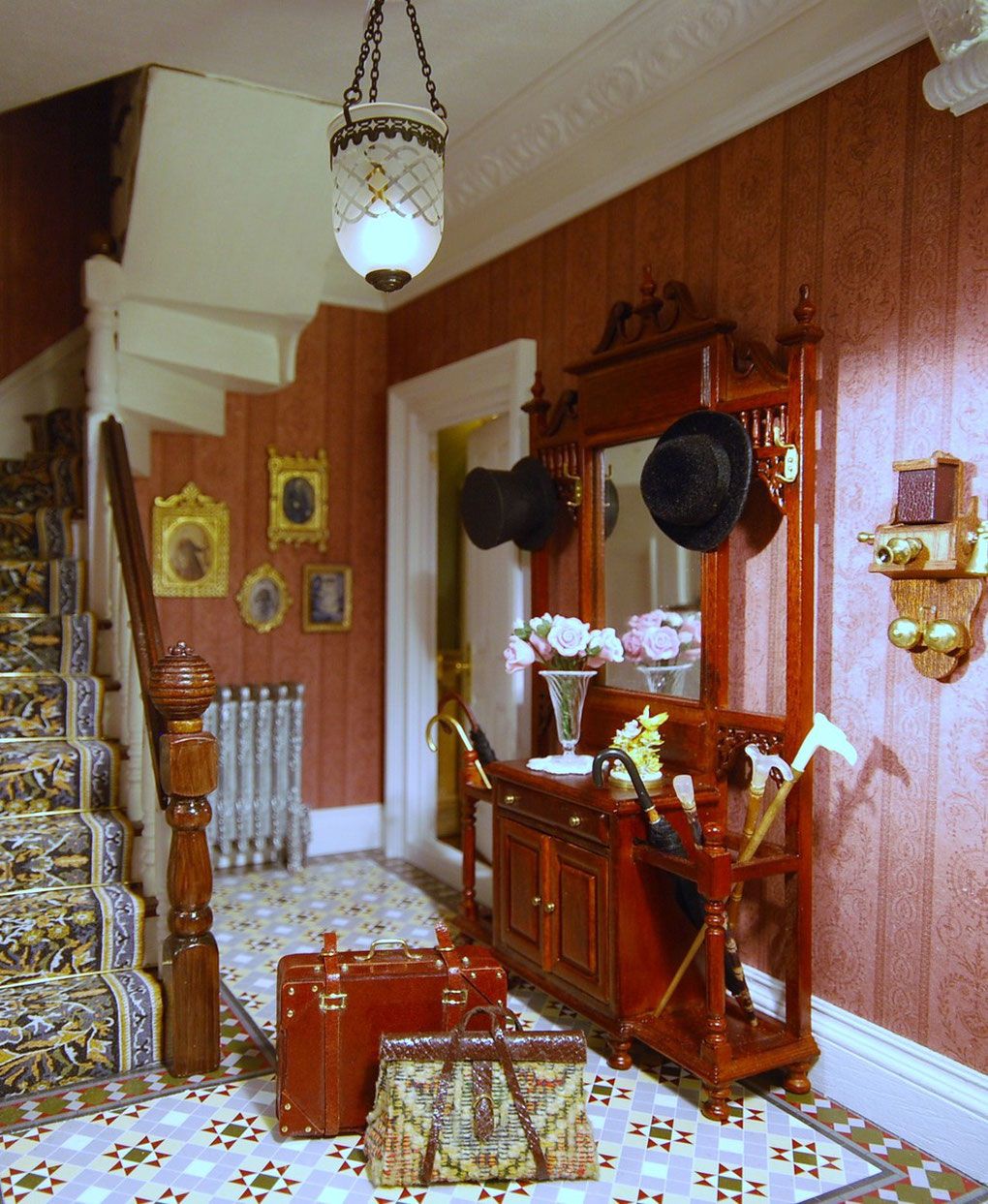 Hall de Entrada | Casa victoriana de muñecas, Habitaciones en miniatura
