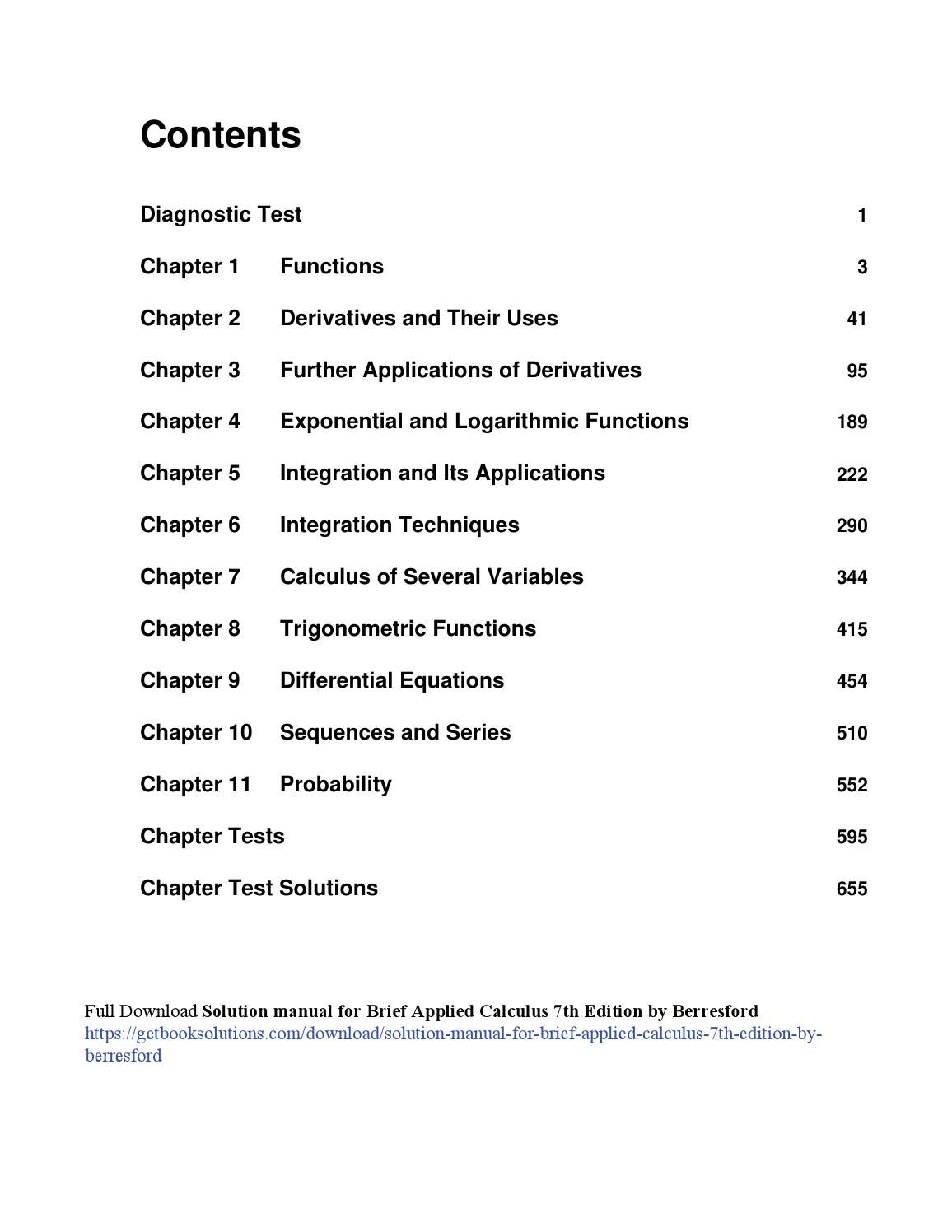 Solution manual for brief applied calculus 7th edition by berresford