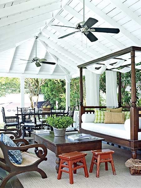 4 poster daybed, and timber outside furniture pieces under ... 4 poster daybed, and timber outside furniture pieces under ... on Living Spaces Outdoor Daybed id=85128