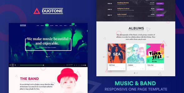 Music & Band Responsive Website Template - Duotone ⠀ Duotone is a Spotify Inspired One Page Responsive Parallax Template for bands and musicians. Looking for a modern, lively and creative website for your Band or Musicians? You’ve reached the right p... ⠀ #band #colorful #djlive #entertainment #mp3 #musicandbands #musicians #parallax #player #singer #sitetemplates #spotify #surjithctly #themeforest #artist #audio #party #music #onepage #event Web Design Studio, Web Design Agency, Web Design Company, Store Design, App Design, Event Countdown, God Themes, Html Website Templates, Design Language
