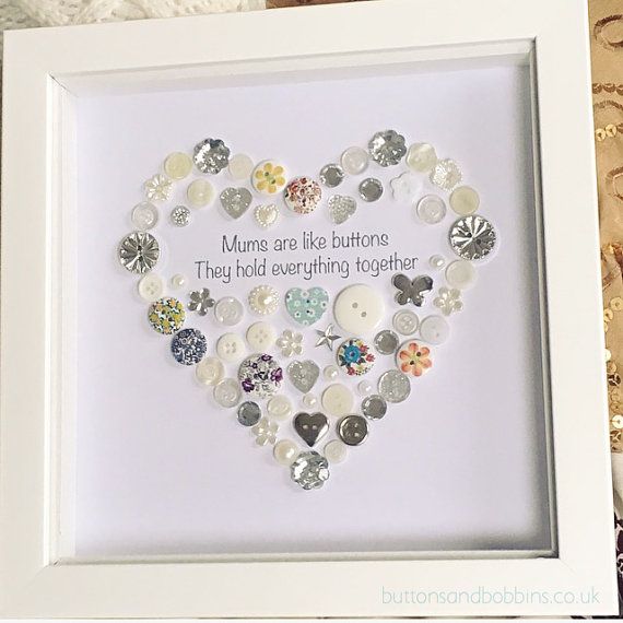 Mums Are Like Buttons Frame//Picture Gift for Mum//Mum Frame//Mother Gift//Heart//Christmas Gift//Family//Framed Picture for Mum//Framed Quote//Gift for Her