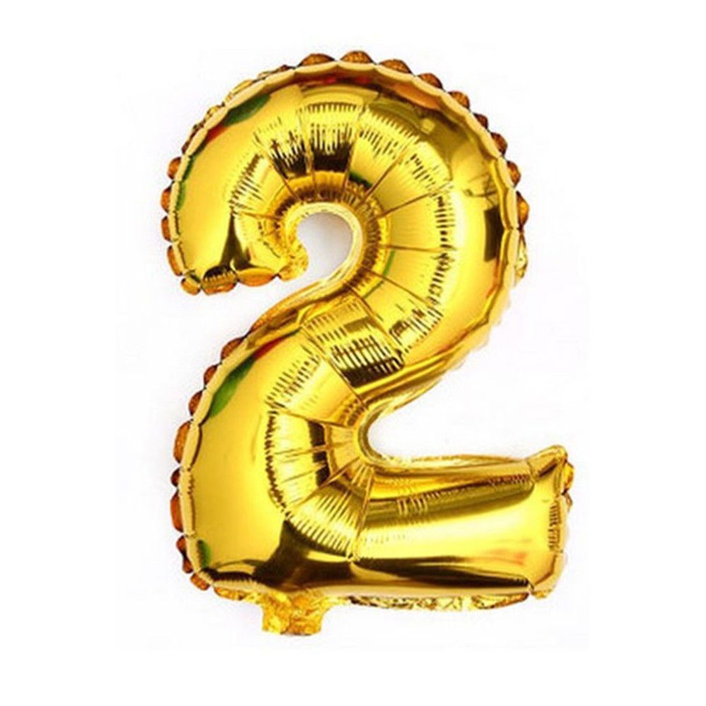 40" Metallic Gold Glossy Two Year Old Birthday Party Number 2 Float
