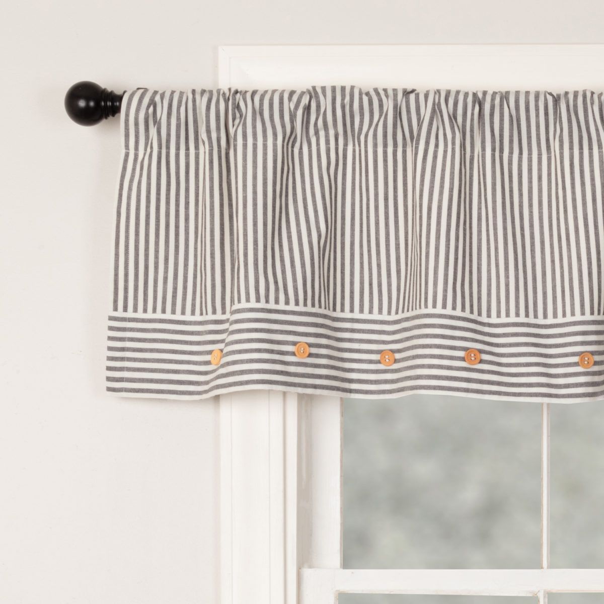 Farmhouse Ticking Gray Lined Valance 60" Piper Classics Valance