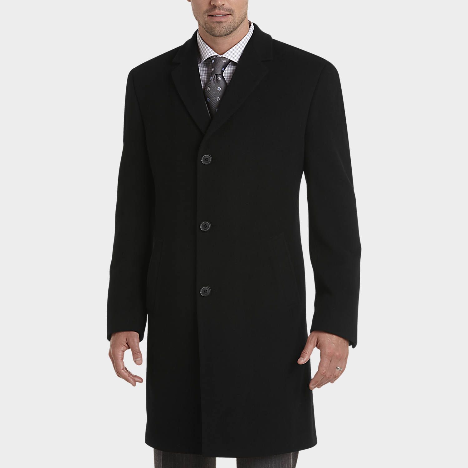 Joseph Abboud Black Cashmere Blend Modern Fit Topcoat - Men's Big ...