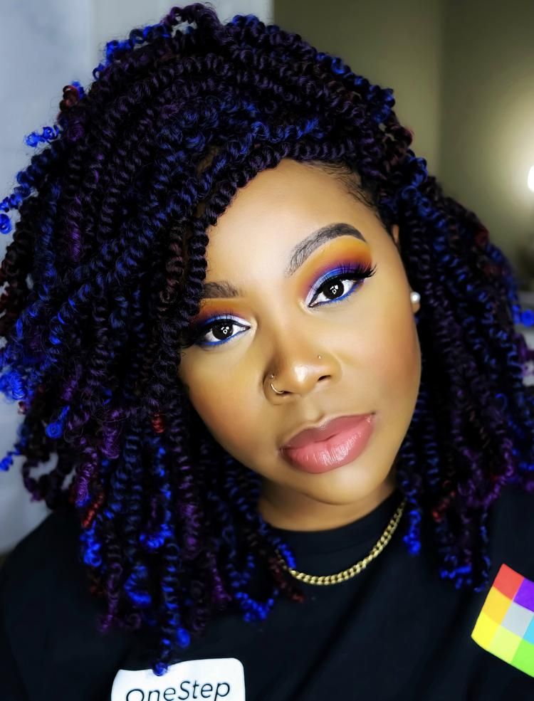 Spring Twist Hair 8inch Color TDARK BLUE (UNTWISTED) Spring twist