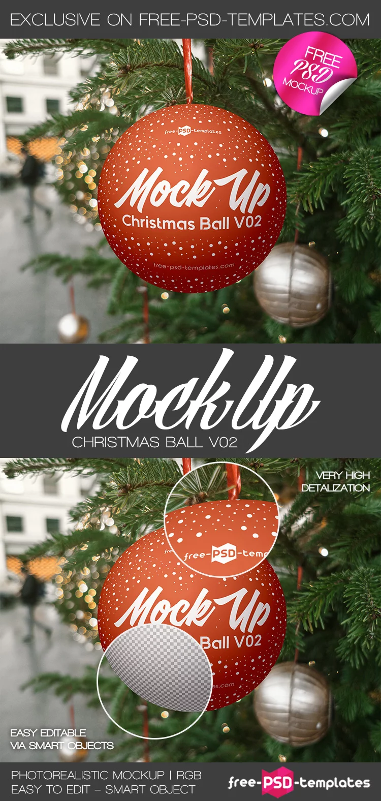 Download Free Christmas Ball V02 Mock-up in PSD