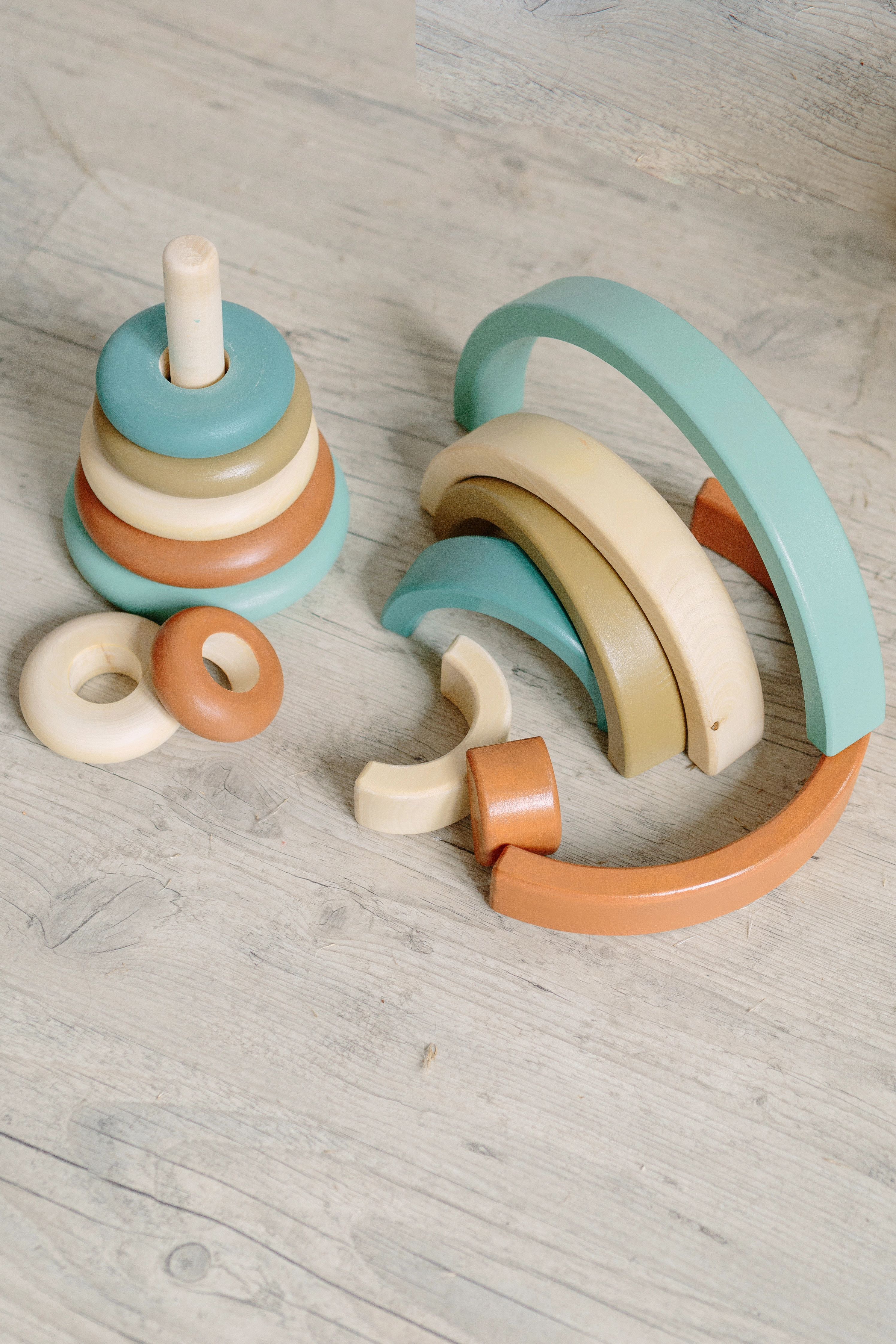 Waldorf Rainbow Stacker Stacking Rainbow Toy Educational Wooden stacking toy Wooden toys for toddlers Toys for 1 year
