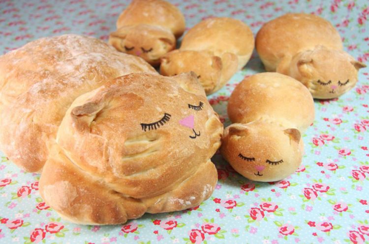 amazing baked goods made in the shape of an adorable pug an cat and kittens