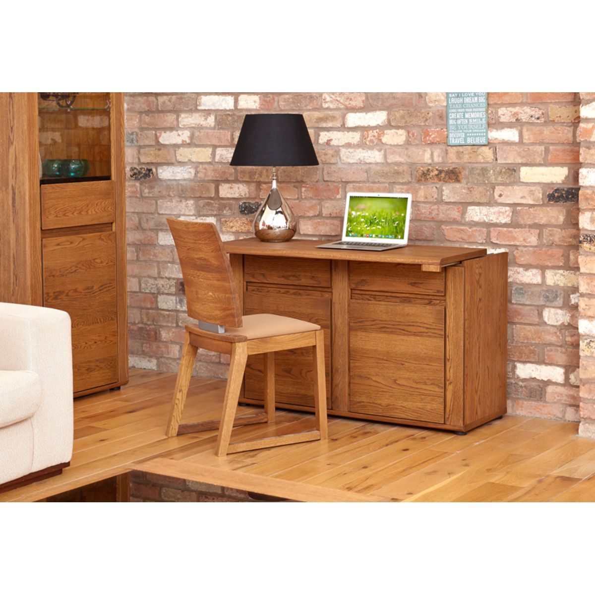 The Olten Dark Oak Hideaway Storage Desk Is A Cleverly Designed