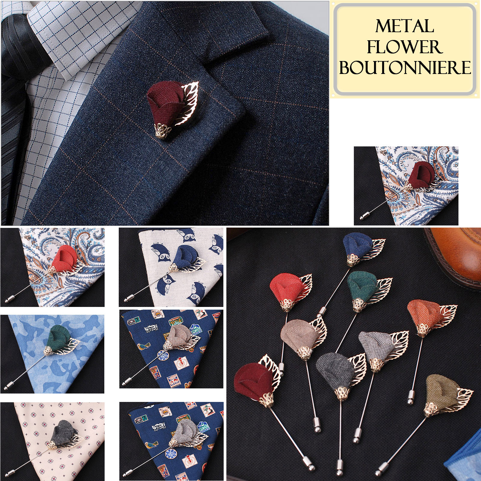 ND02-O Men/'s Flower Lapel Pin Boutonniere Brooch Enamel Special